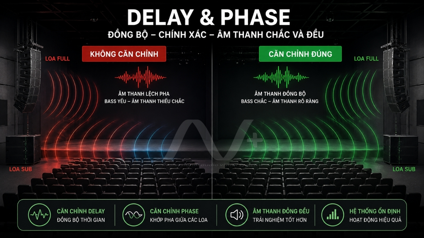 Bỏ qua căn chỉnh delay và phase giữa các cụm loa